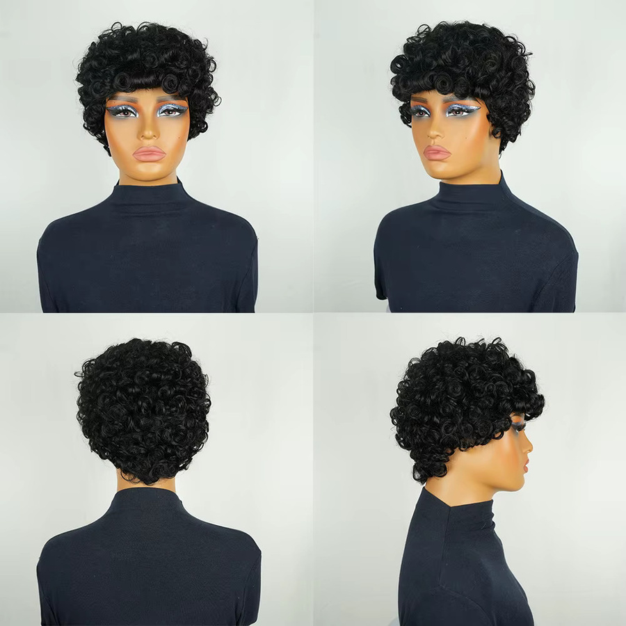 OYM HAIR Perücke Pixie-Schnitt, brasilianisches Echthaar, lockere Wellen, Damen - Bild 6