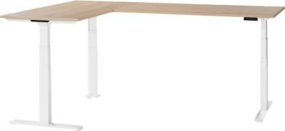 Schäfer Shop Genius Winkelschreibtisch Modena Flex, elektrisch höhenverstellbarer Eckschreibtisch in Eiche und Weiß, B: 200 cm, T: 200 cm - Bild 1