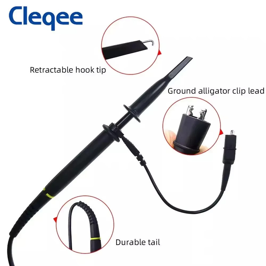 Cleqee P4100 Hochspannungs-Oszilloskop-Sonde 100:1 mit 100MHz und 2KV, BNC-Anschluss, Schwarz - Bild 2