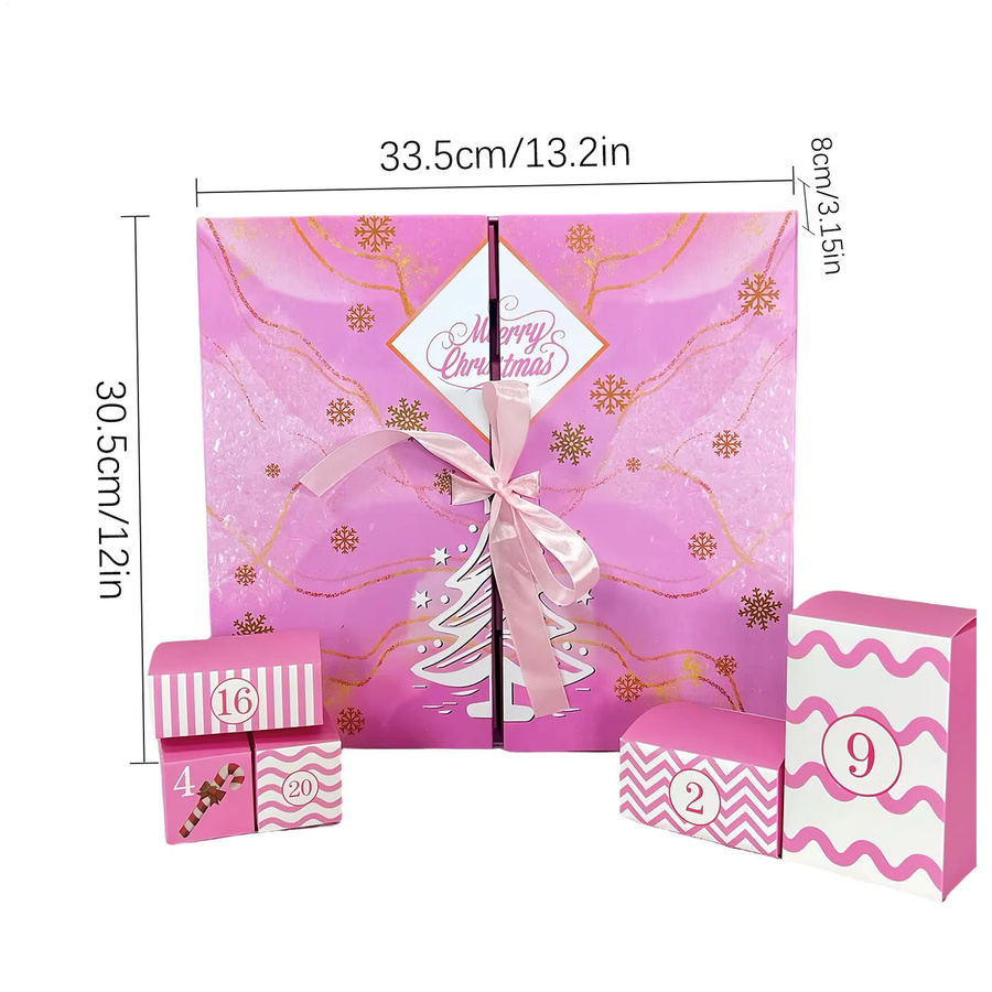 Leerer Adventskalender 2025 zum Selbstbefüllen in Pink mit 24 Fächern aus Papier für Kinder und Familien - Bild 4