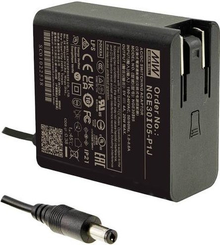 MEAN WELL NGE30I18-P1J Steckernetzteil mit 18 V/DC und 30 W in Schwarz - Bild 1
