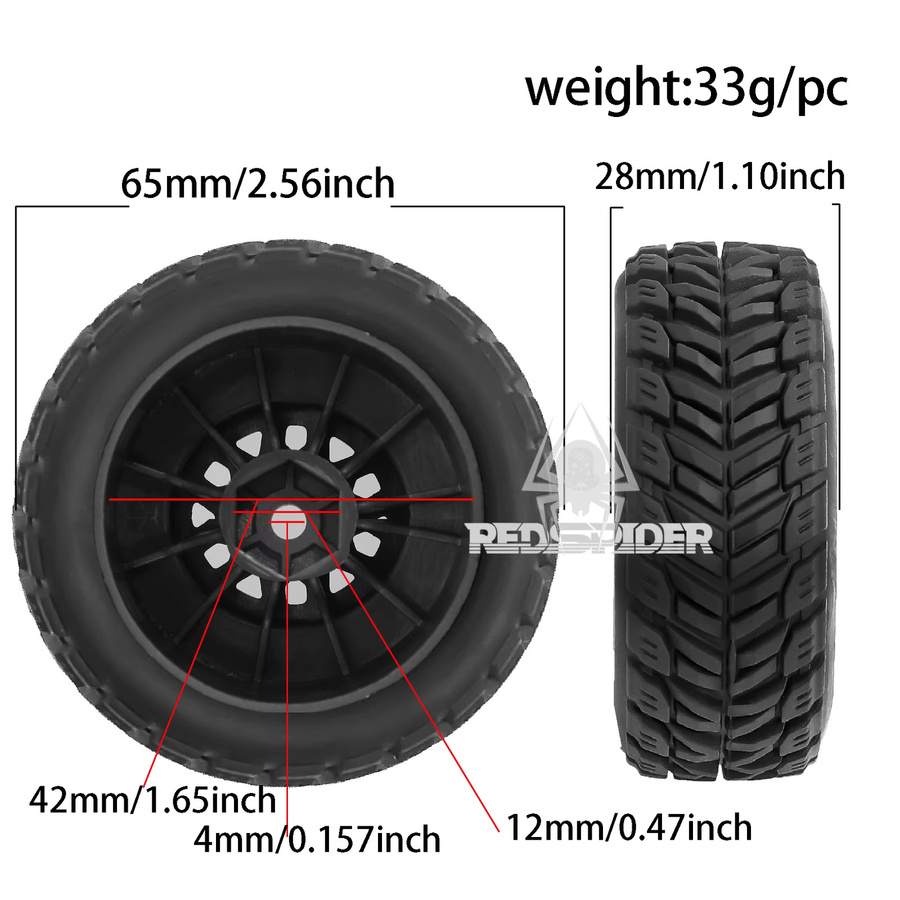 LC Racing Mini Mojave GROM 1/14 Short Truck RC Reifen Räder, 4-teiliges Set, Gummi - Bild 6
