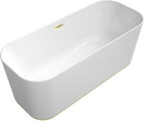 Villeroy & Boch Freistehende Badewanne Finion in Weiß mit Gold-Colour Design-Ring, Oval, B: 170 cm, B: 70 cm, H: 70 cm - Bild 1