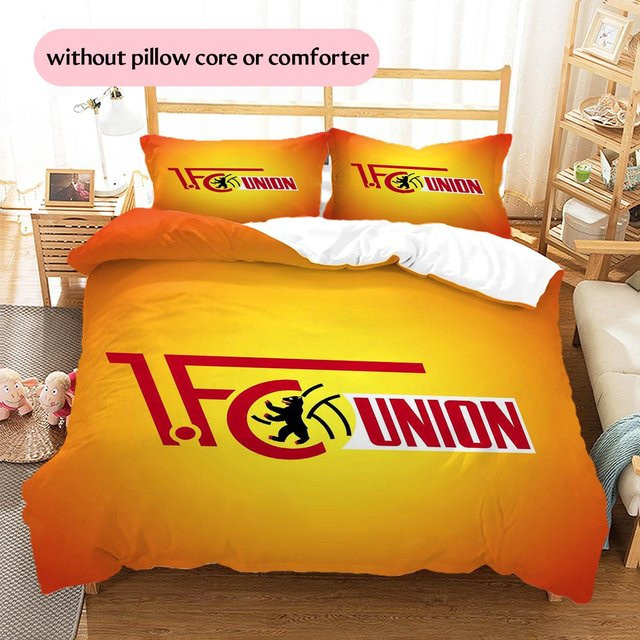 Union Berlin FC Bettwäsche Set mit Muster in Orange, bestehend aus 1 Bettbezug und 2 Kissenbezügen, B/H: 220 x 240 cm - Bild 1