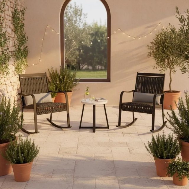 Bessagi Garden Balkonset Mathilda in Grün/Schwarz aus Metall mit Outdoorstoff und Abdeckung - Bild 1