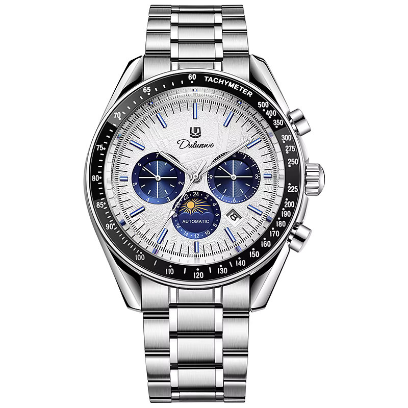 dulunwe Armbanduhr Automatik, Edelstahl, Mondphase, Herren - Bild 2