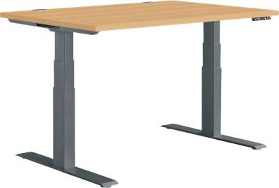 Schäfer Shop Genius Schreibtisch MODENA FLEX elektrisch höhenverstellbar, Rechteck mit T-Fuß, Farbe Buche/Anthrazit, B: 120 cm, T: 80 cm - Bild 1