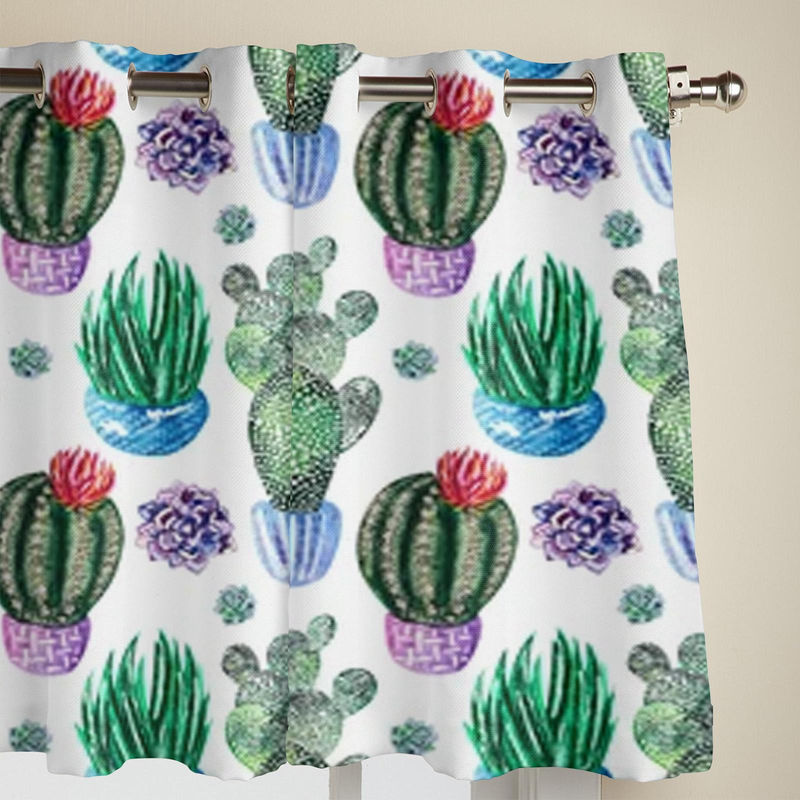 Super Six Fenstergardine mit Aquarell-Kakteen-Motiv in Grau, Breite: 135 cm, Höhe: 60 cm - Bild 3