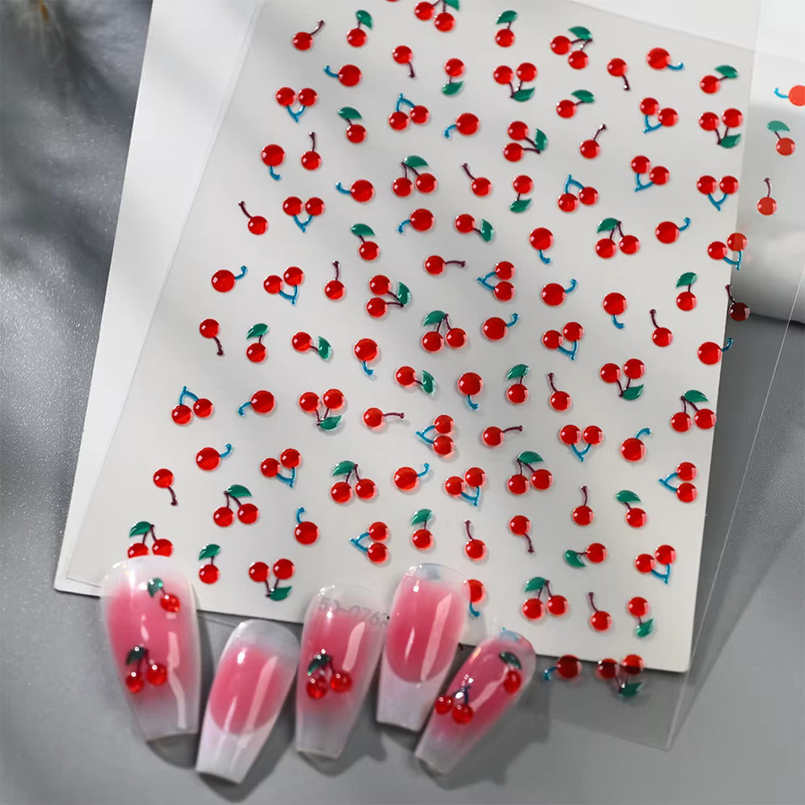 HotPress Nagelkunst-Sticker, Kirsch- und Erdbeer-Schleifen, Glänzend - Bild 2