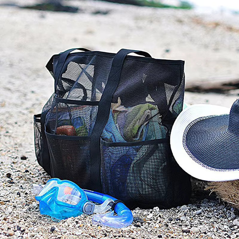 Kevat Vesi Strandtasche aus Mesh in Blau oder Schwarz, Tragbare Mesh-Einkaufstasche für Strand, Pool und Reise, B/T/H: 68,0 x 43,0 x 43,0 cm - Bild 3