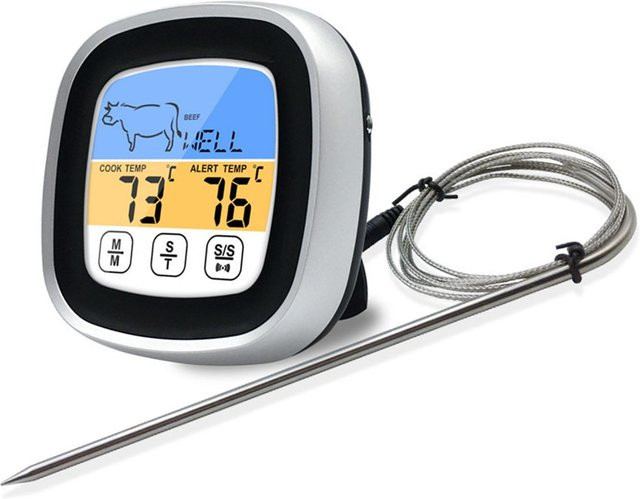 CosyHome Digitales Fleischthermometer mit Touchscreen und Timer aus Edelstahl in Weiß und Schwarz - Bild 1