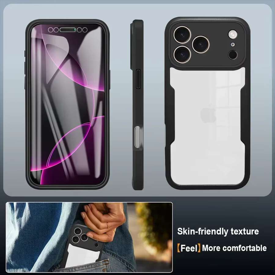 Stoßfeste 360 Grad Dual-Schicht Schutzhülle für Apple iPhone 17 Air 16 15 14 13 12 11 Pro Max Plus in Transparent und Blau mit voller Abdeckung aus TPU - Bild 2