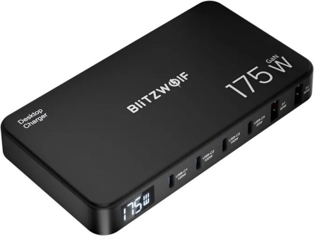 BlitzWolf BW-S30 Ladestation mit 175W und 5A, 2 x USB-A und 4 x USB-C, Schwarz - Bild 1