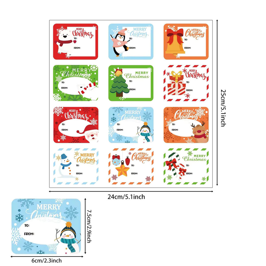 TYFYO 120 Stück Weihnachtsanhänger in Multicolour mit 27 Designs als dekorative Geschenkaufkleber aus Papier - Bild 2