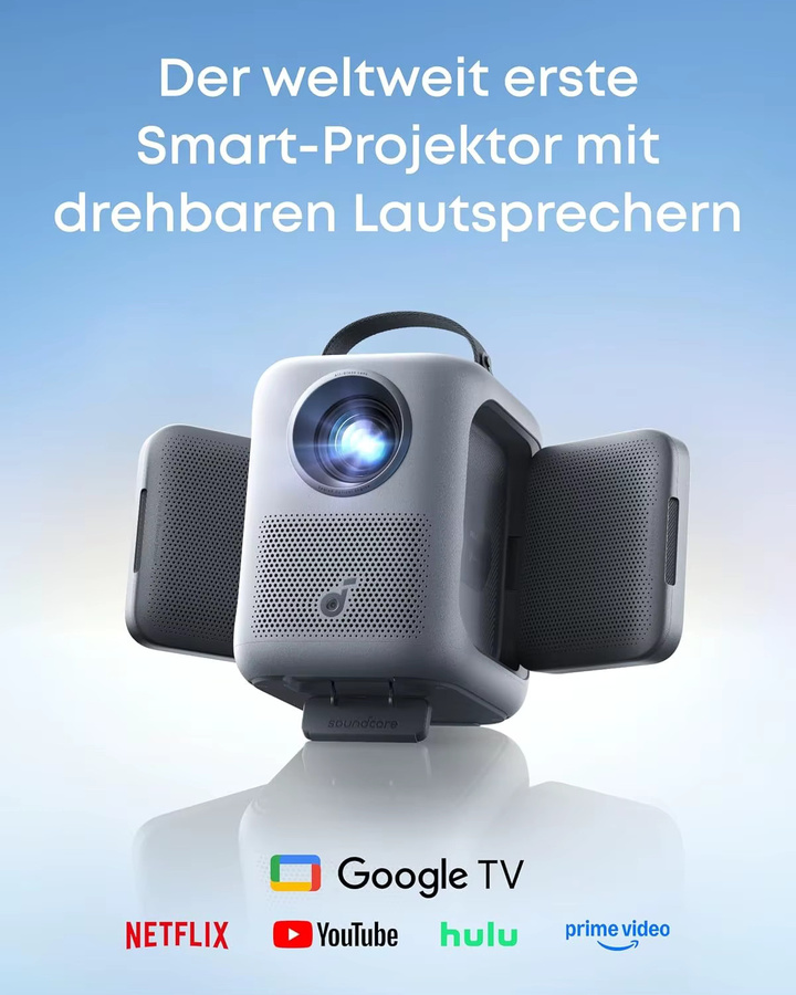 Anker Nebula P1i Smart-Projektor mit Google TV, Full HD 1080p, 380 ANSI-Lumen, WLAN und Bluetooth in Grau - Bild 2