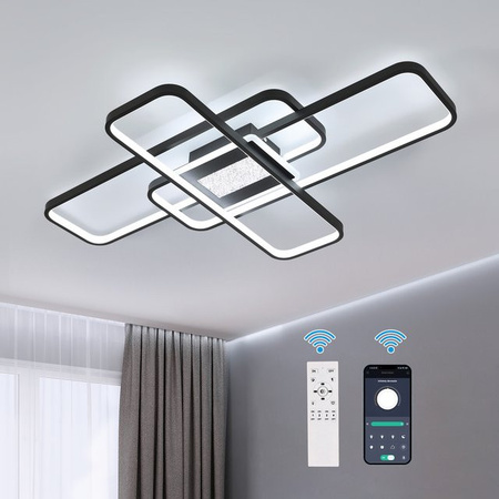 Mckalen Quadratische LED-Deckenleuchte in Schwarz mit 56W, Dimmbar per Fernbedienung oder App, Modernes Design für dein Esszimmer