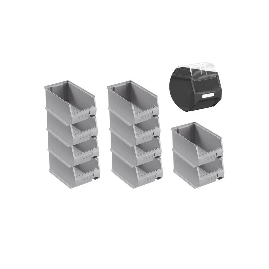 PROREGAL SparSet 10 Stück Sichtlagerbox 3.0 mit Abdeckung, Grau, H x B x T: 12,5 x 14,5 x 23,5 cm - Bild 2