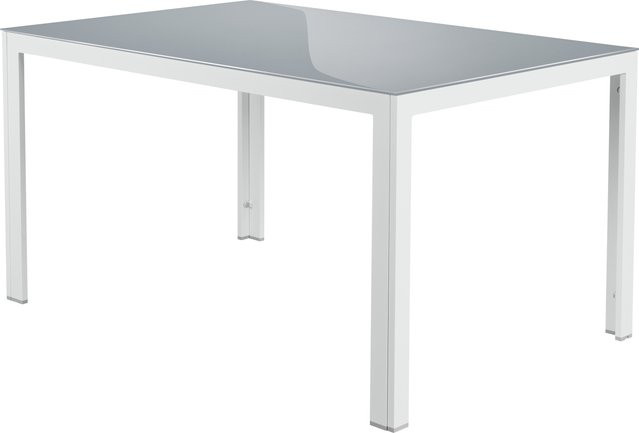 LIVARNO HOME Alu-Gartentisch Houston weiß pulverbeschichtet mit Sicherheitsglas B/T/H: 140 x 92 x 74 cm - Bild 1