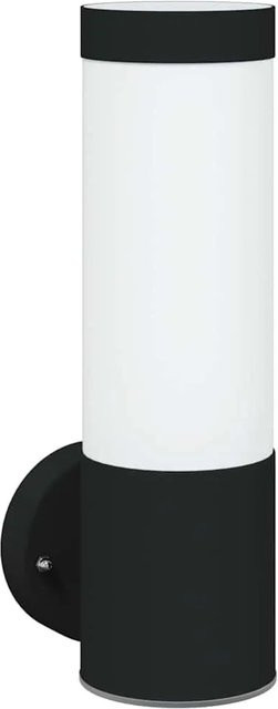 vidaXL Außenwandleuchte Schwarz aus Edelstahl und Kunststoff, moderne Wandlampe IP44 mit E27 Fassung, B/T/H: 12 x 8,5 x 27 cm - Bild 1