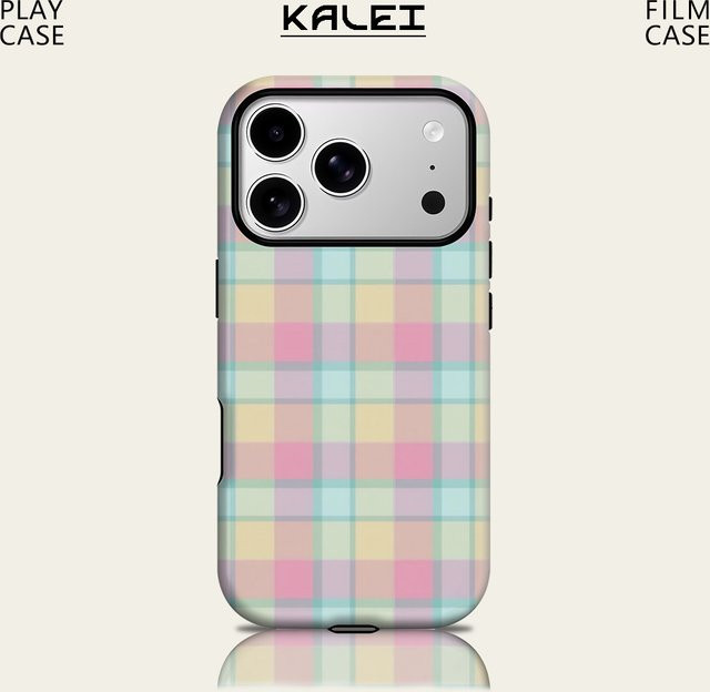 Robuste doppelschichtige Handyhülle mit Pastellkaromuster für iPhone 17 16 15 14 13 Pro Max Plus inklusive Magnetfunktion, Mehrfarbig - Bild 1