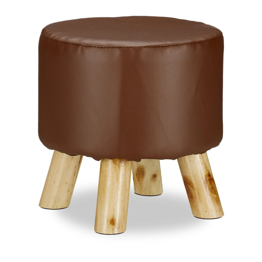 Relaxdays Hocker aus Kunstleder in Braun mit Kiefernholz, B/T/H: 30 x 30 x 30 cm - Bild 2