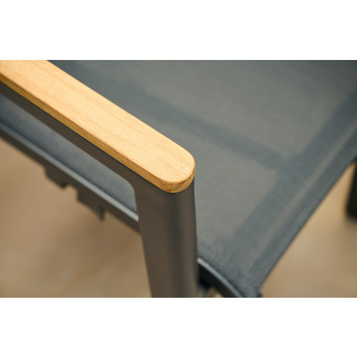 Siena Garden Bologna Dining Sessel mit Ranotex Gewebe und Teakholz in Anthrazit B/T/H: 56 x 77 x 113 cm - Bild 6