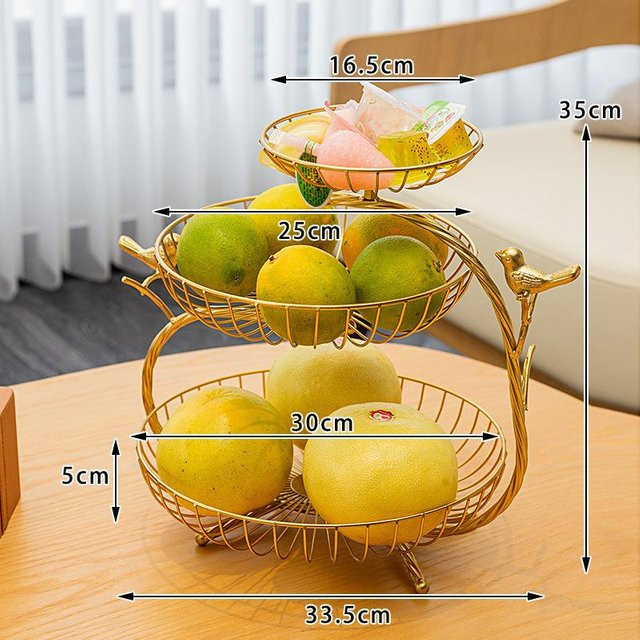Mehrschichtiger Obstteller aus Eisen von Yiran Furniture in Gelb und Gold, moderner Süßigkeitenteller im nordischen Design - Bild 1