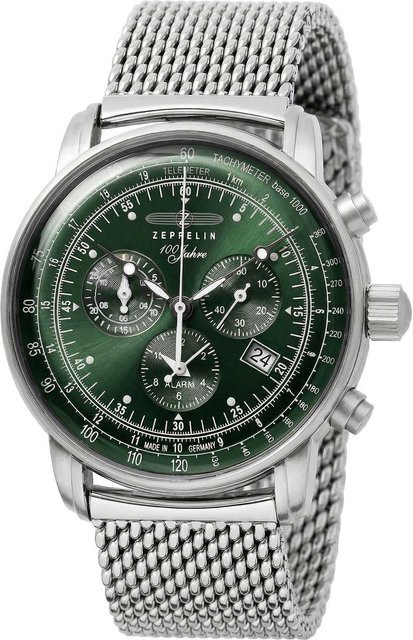Zeppelin Chronograph, Quarz, Edelstahl, Grün, 43 mm, Herren - Bild 1