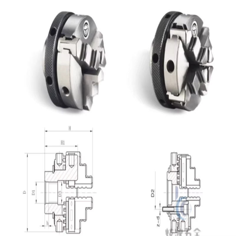 LIXIU Mini Bohrfutter aus Edelstahl für Drehmaschinen mit 3 oder 4 Backen und Pleuel für Motorwelle M14, Farbe Silber - Bild 2