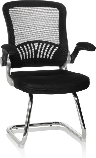 hjh OFFICE Freischwinger FLYER PRO V mit Armlehnen in Schwarz aus Stoff und Netzstoff - Bild 1