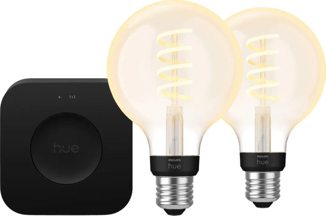 Philips Hue Filament White Ambiance Globe LED Set mit Bridge Pro, E27, Transparent - Bild 1