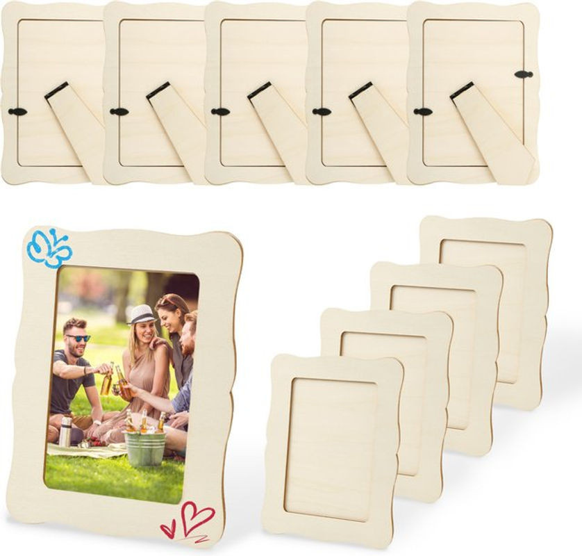 10 Stück unvollendete Holzrahmen in Beige, rechteckig, ideal für DIY-Handwerk und Foto-Displays - Bild 1