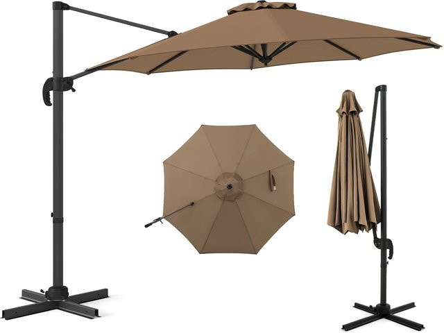 GOFLAME Freischwinger-Sonnenschirm aus Polyester in Braun - Bild 1