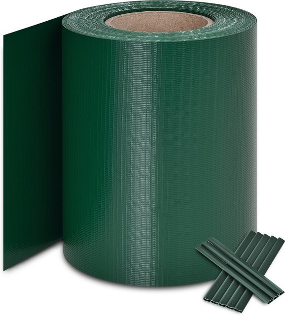 Juskys PVC Sichtschutzstreifen für Doppelstabmattenzaun in Grün, 35 m x 19 cm - Bild 1