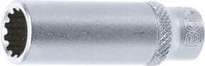 BGS Steckschlüssel-Einsatz Gear Lock tief, Antrieb Innenvierkant 1/4 Zoll, SW 10 mm, Silber - Bild 1