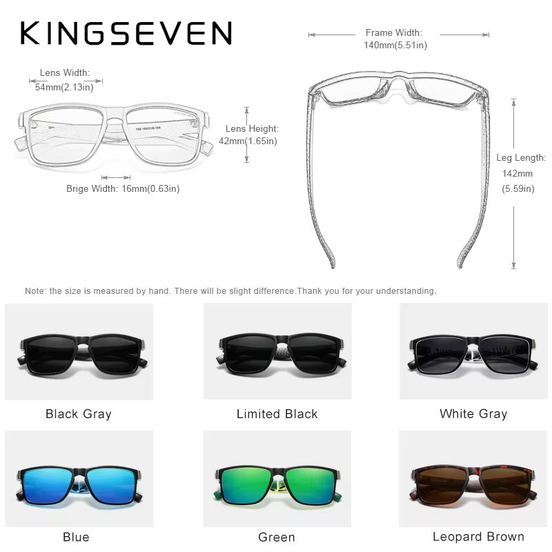 KINGSEVEN Sportsonnenbrille, quadratisch, Vollrand, Kunststoff, schwarz, Unisex, polarisiert - Bild 4