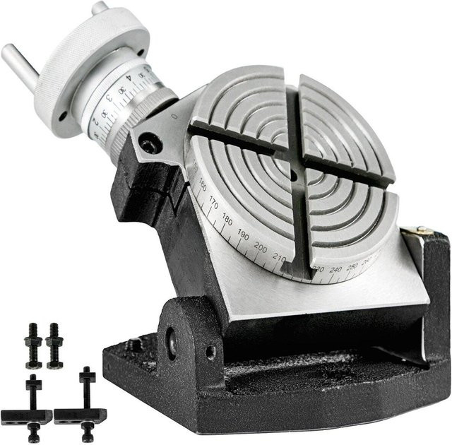 Buying Solutions MB Drehtisch für Fräsmaschinen MT-2 mit 4 Schlitzen, 100 mm Durchmesser, Silber, Granit-Verbundmaterial - Bild 1