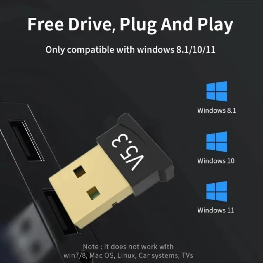 PzzPss Bluetooth 5.3 USB Dongle Wireless Audio Adapter in Schwarz für PC und Laptop als Sender und Empfänger - Bild 5