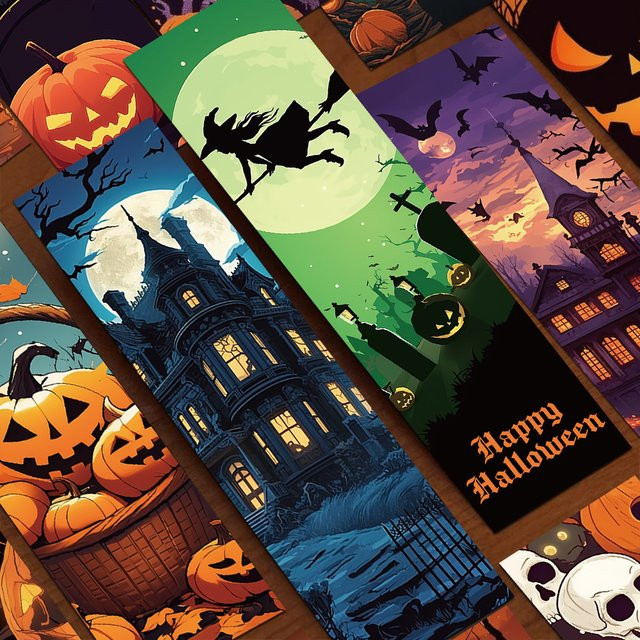 30 Stück Halloween Lesezeichen aus Papier in Multicolour für Schule und DIY - Bild 1