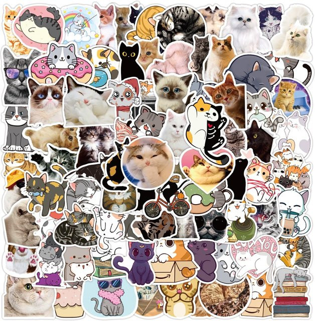Wasserdichte Katzen Graffiti Aufkleber von BulingBulingStickers Shop in Multicolor, 100 Stück - Bild 1