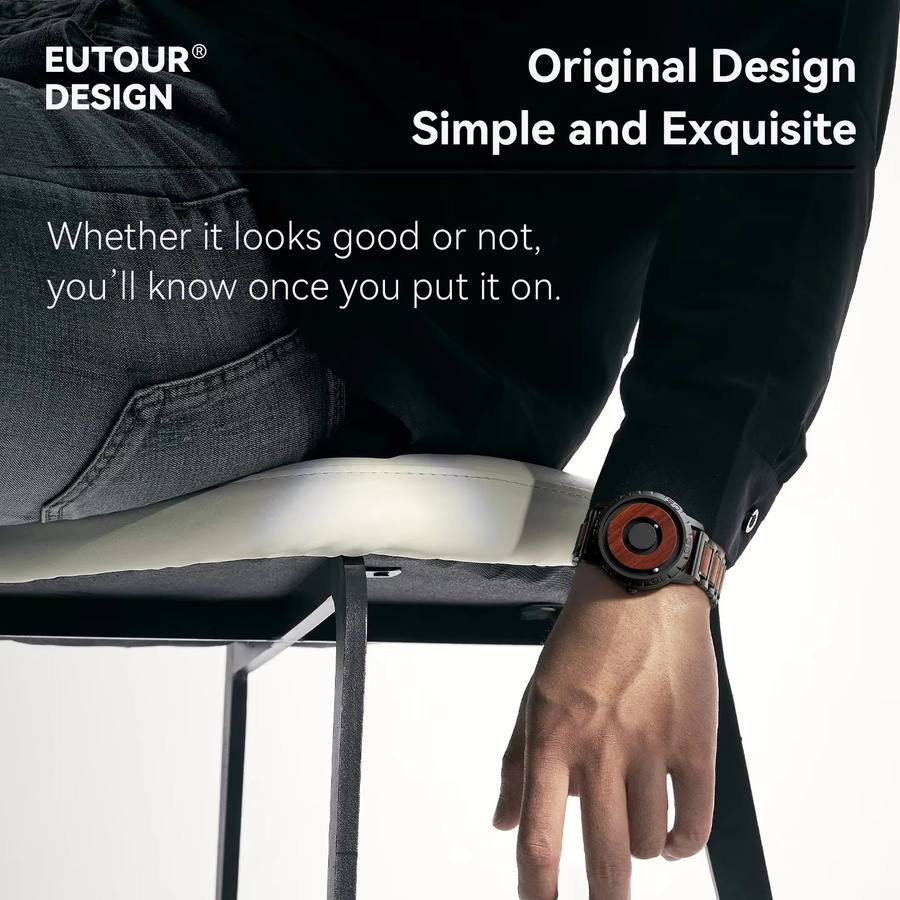 EUTOUR Armbanduhr Quarz, Edelstahl, Schwarz, Herren - Bild 3