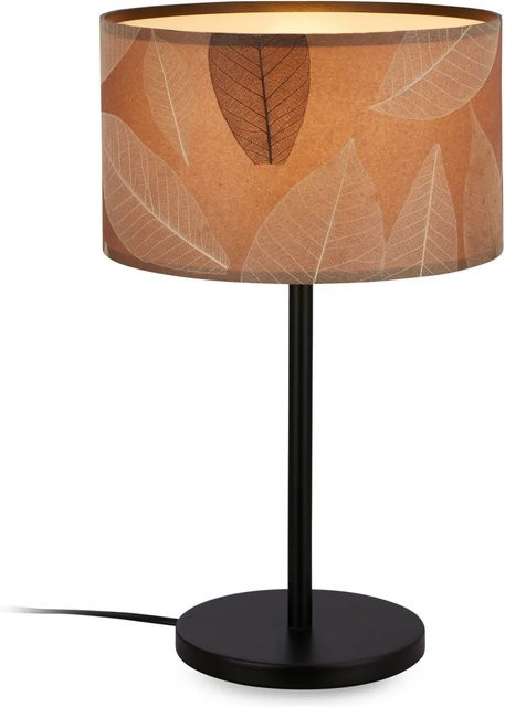 Briloner Tischleuchte Swing Nature mit Papierschirm und Blätterdekor in Kaffee, Höhe: 41,5 cm, Breite: 25,0 cm, Tiefe: 25,0 cm - Bild 1