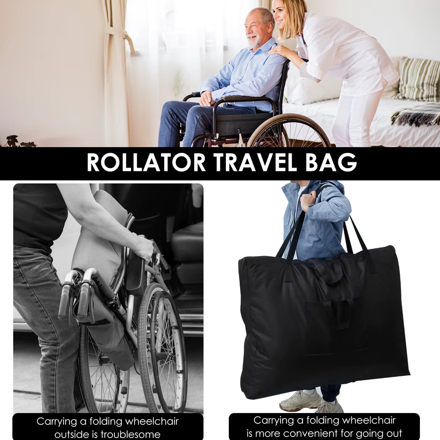 Willstar Rollator-Reisetasche aus wasserdichtem Oxford-Stoff, zusammenklappbar, Schwarz - Bild 6