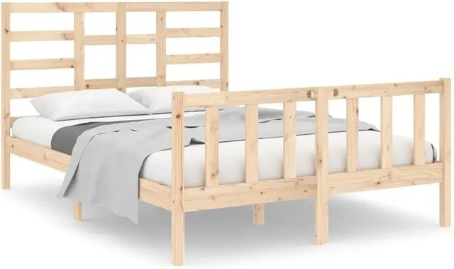 vidaXL Massivholzbett aus Kiefernholz in Braun, B/T/H: 140 x 190 x 104 cm - Bild 1