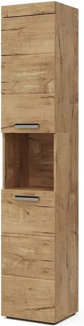 Vicco Badschrank Luna Hochschrank Badezimmerschrank in Eiche Braun mit 2 Türen und 5 Ablagefächern B: 37 cm, H: 190 cm, T: 33 cm - Bild 2