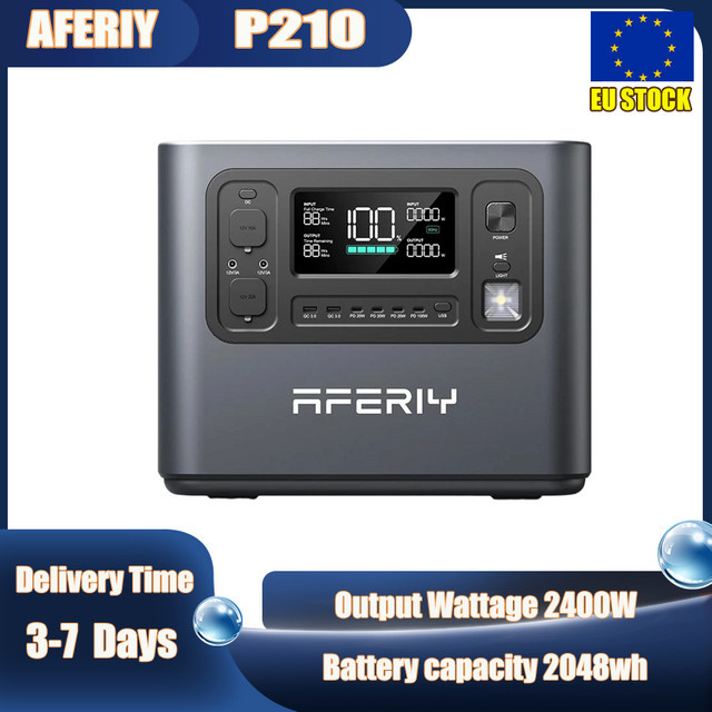 AFERLY P210 Solargenerator Tragbare Powerstation mit 2048Wh LiFePO4-Akku und 2400W in Grau - Bild 1