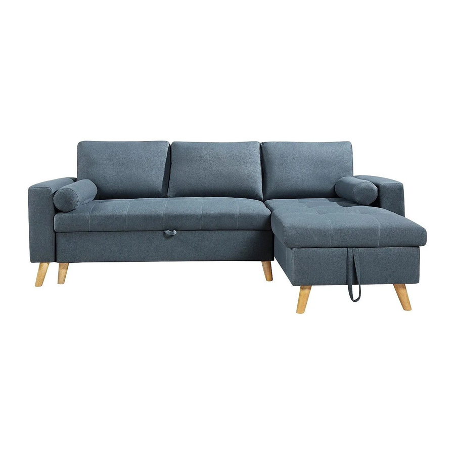 Vente-unique Schlafsofa Kori in Blaugrün mit L-Form und Ausziehfunktion aus Stoff, Breite: 225 cm - Bild 2