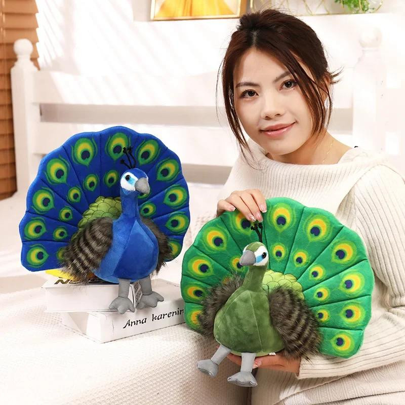 Bai Fen Bai Toys Pfau-Plüschtier grün-blauer Pfau mit ausgebreitetem Schwanz - Bild 3