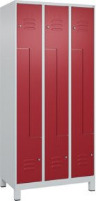 C+P Z-Spind Classic PLUS mit 6 Fächern, Füße, Zylinderschloss, Grau/Rot, B/H/T: 90 x 195 x 50 cm - Bild 1