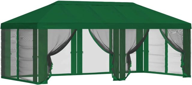vidaXL Pavillon mit Dach und Seitenwänden aus grünem Polyester, B/T: 6 x 3 m - Bild 1